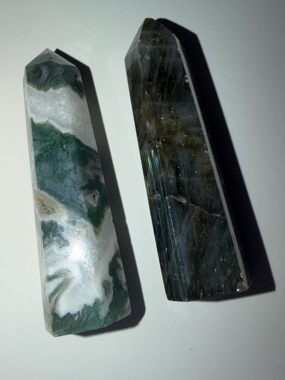 Moss Agate + Labradorite Tower Set
